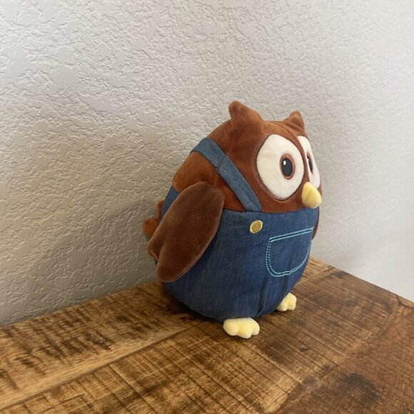 Owlegories Plush Owl in Overalls 8 inches Gus Stuff Animal Toy Brown - Picture 2 of 7